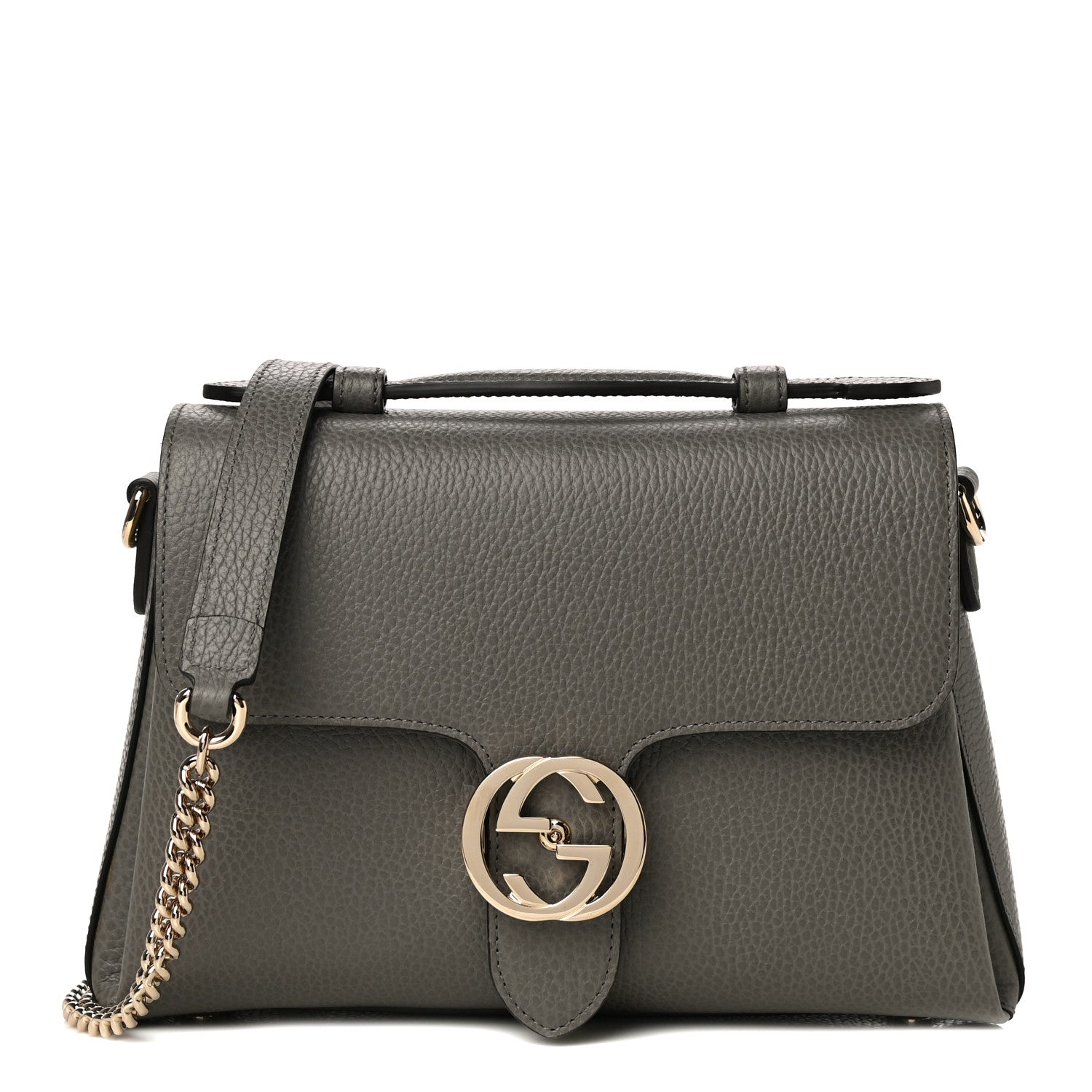 Gucci Dollar Calfskin Interlocking G Top Handle Shoulder Bag Loess 1 of 11
