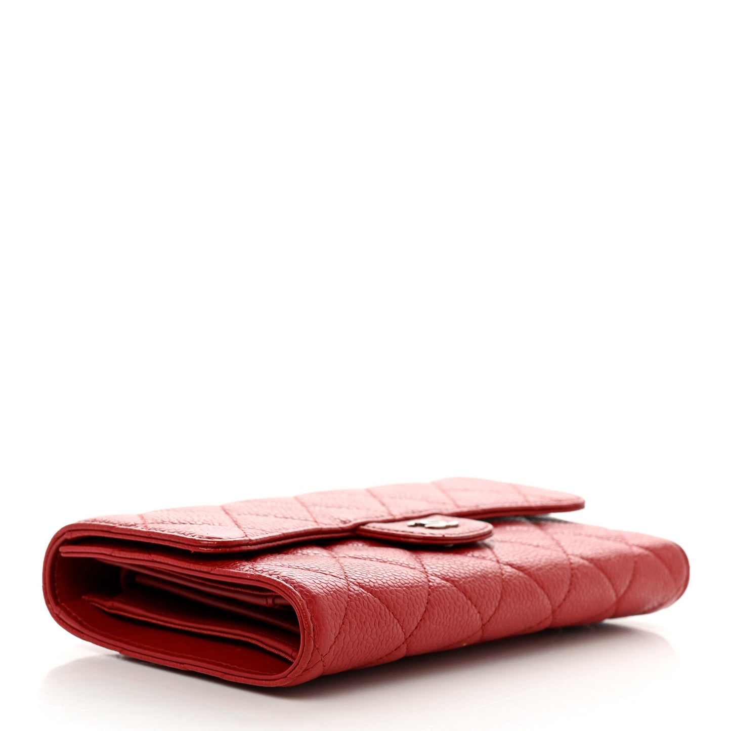 Caviar Quilted Long Flap Wallet Dark Red