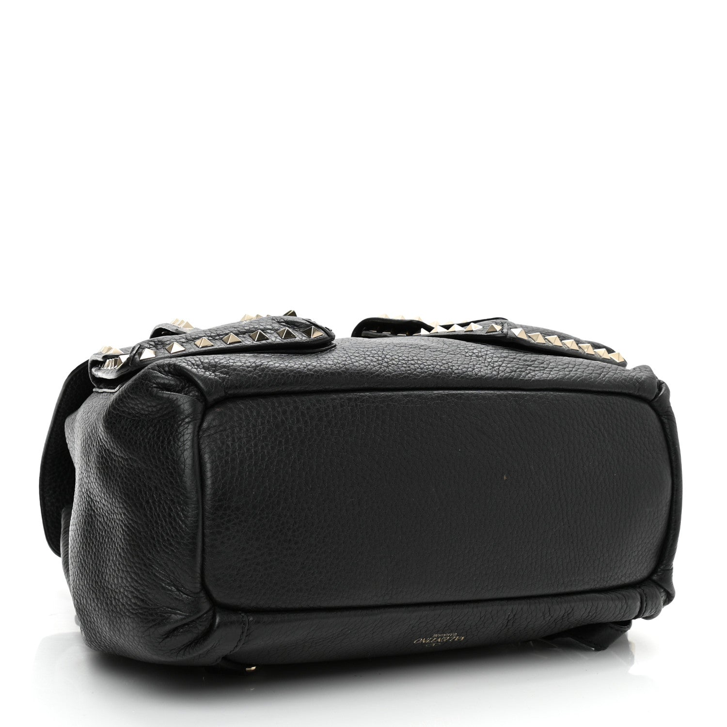 Valentino Garavani Pebbled Calfskin Rockstud Double Pocket Backpack Black 4 of 9