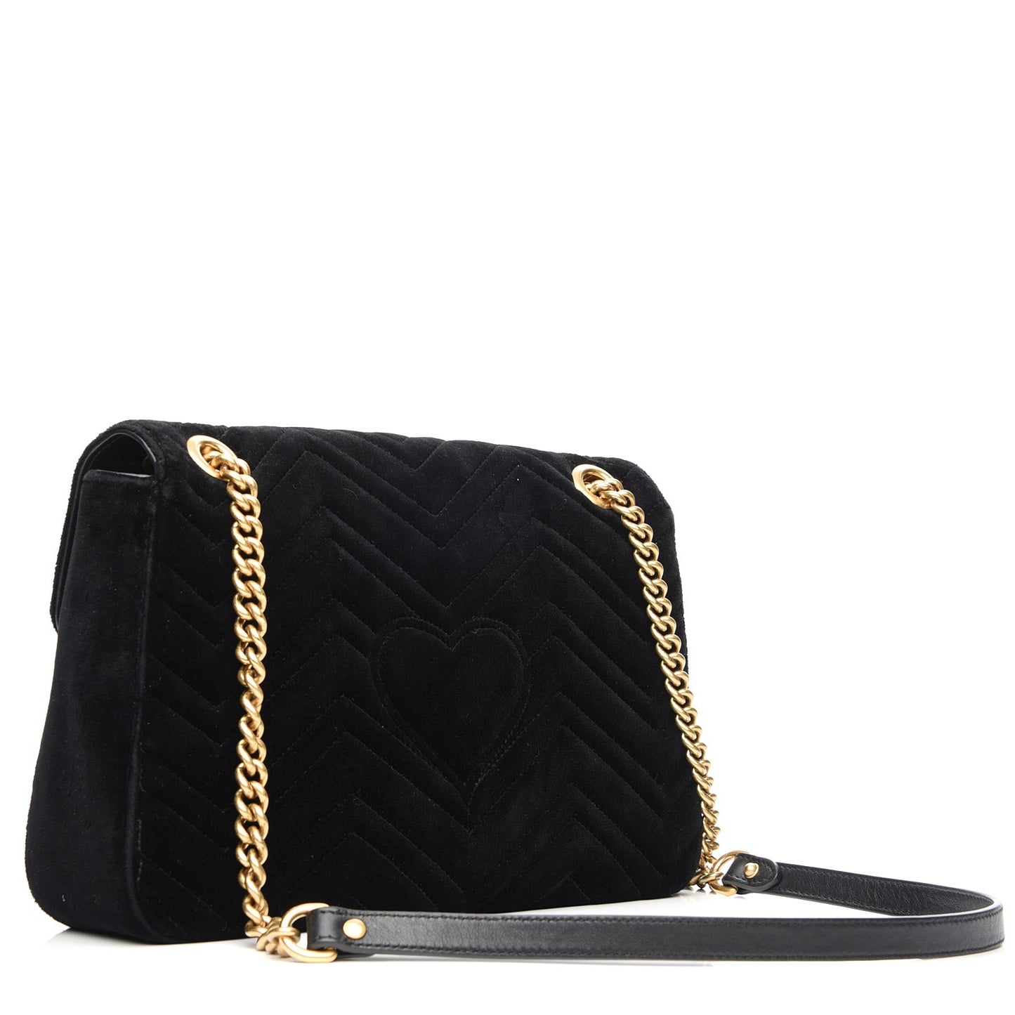 Velvet Matelasse Medium GG Marmont Shoulder Bag Black