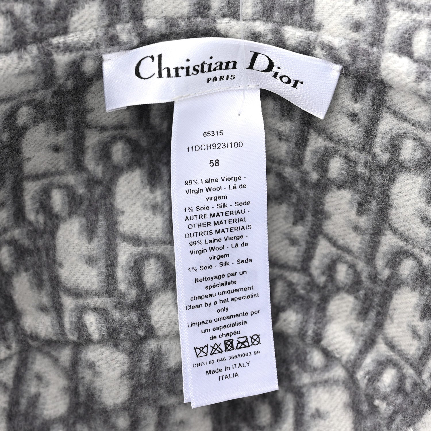 Christian Dior Wool Oblique Jacquard Bob Chic Bucket Hat 58 Grey 8 of 8