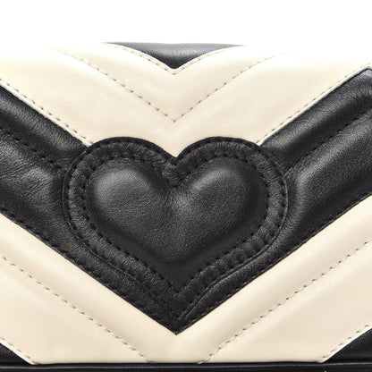 Gucci Calfskin Matelasse Super Mini GG Marmont Shoulder Bag Black White 12 of 13
