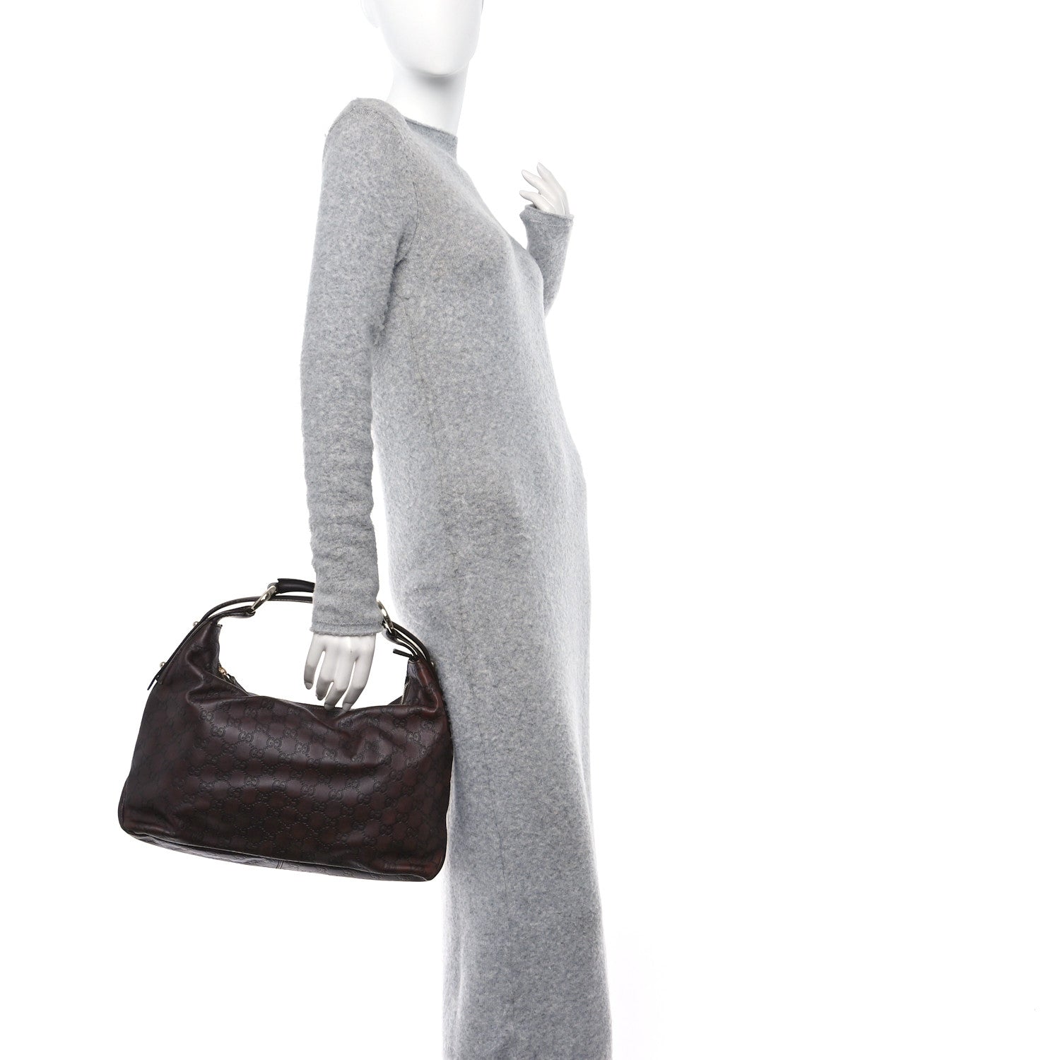 Gucci Guccissima Medium Horsebit Chain Hobo Dark Brown 2 of 11