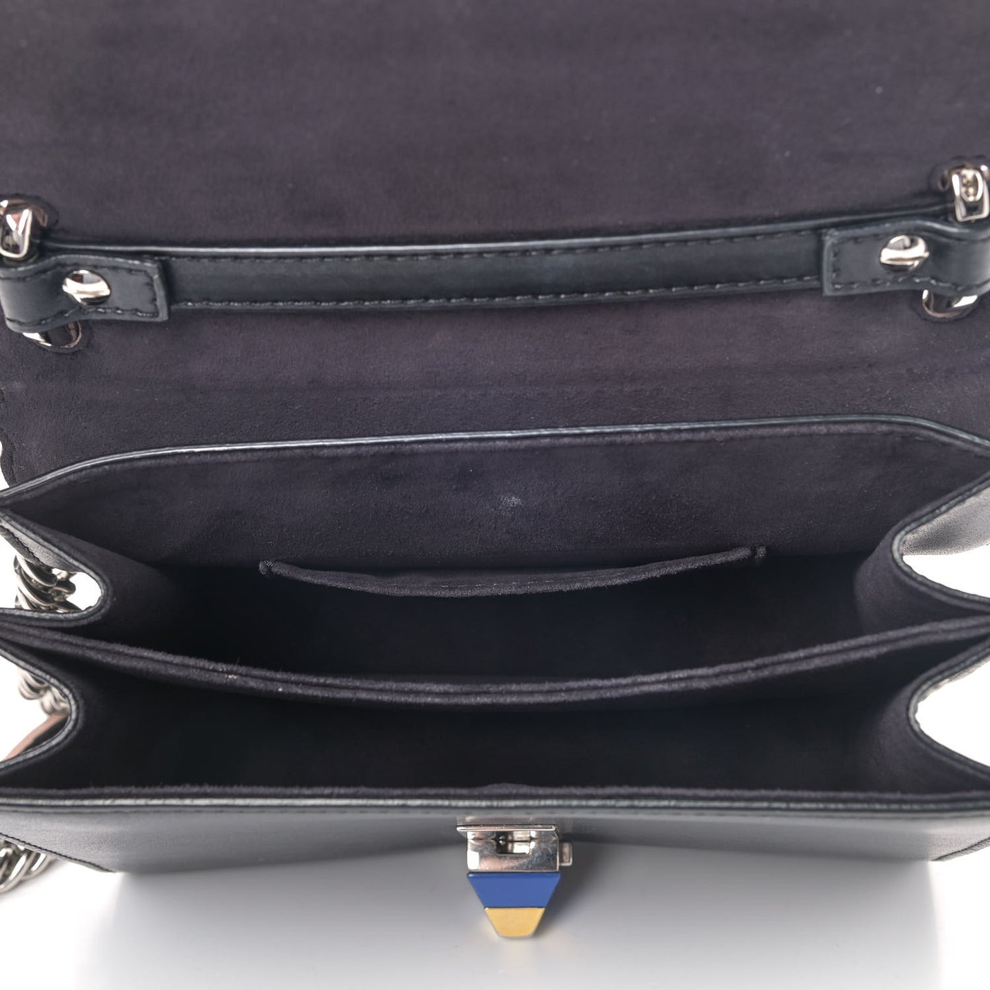 Vitello Liberty Fun Fair Embossed Scalloped Small Kan I Shoulder Bag Black Multicolor
