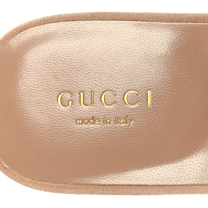 Gucci Kid Scamosciato Interlocking G Cut Out Slide Sandals 36.5 Pale Green 7 of 8