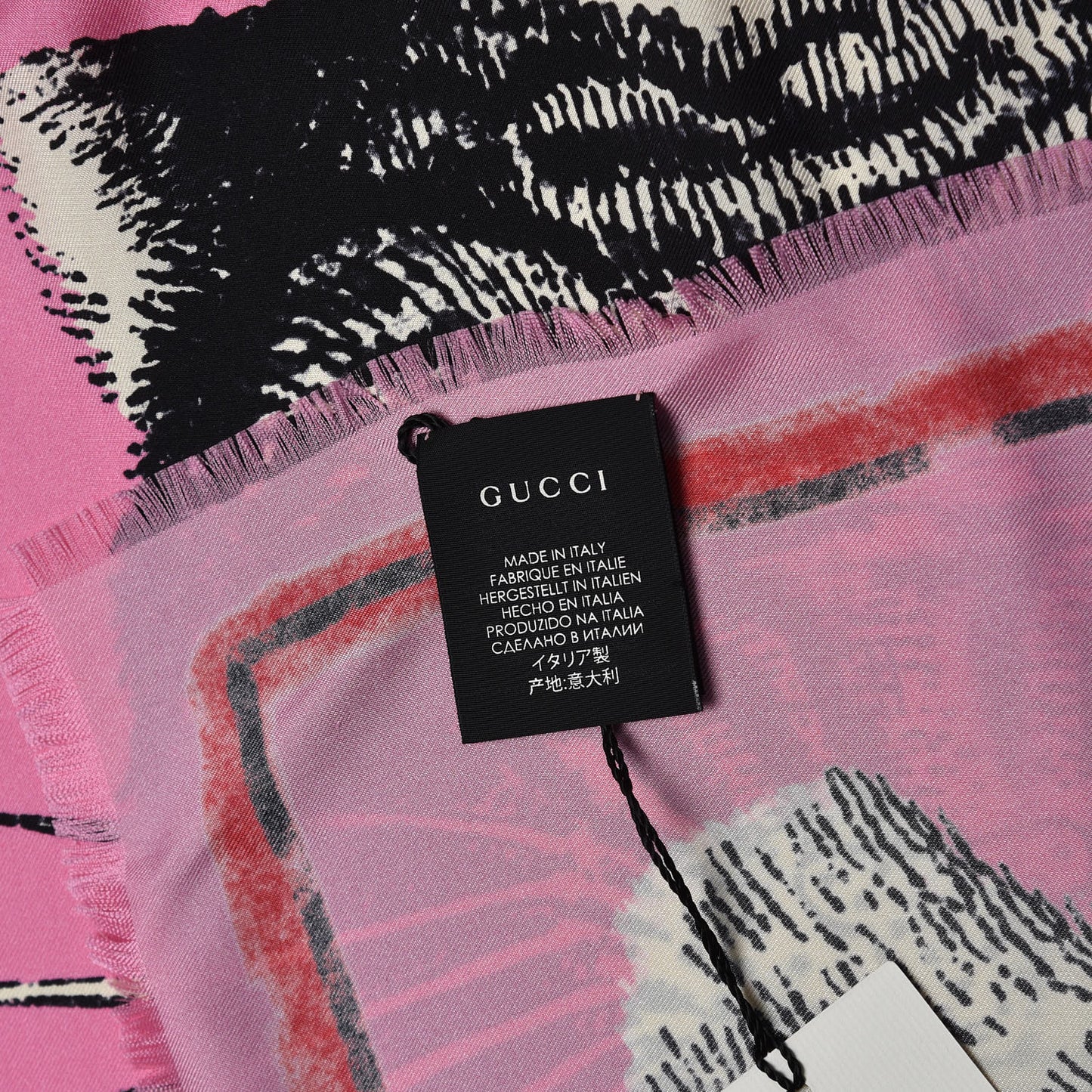 Silk Tiger Face Print Square Scarf Pink