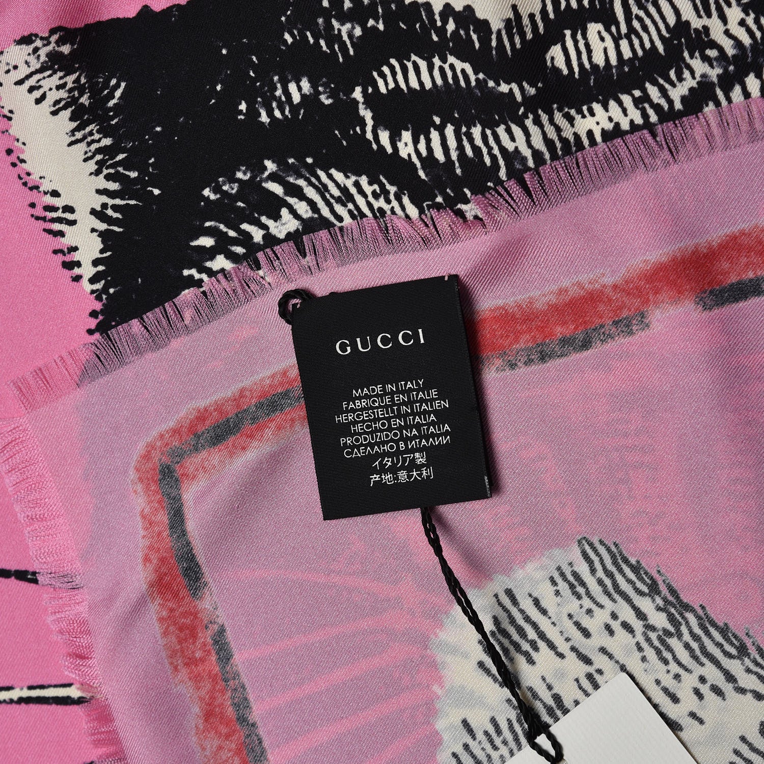 Gucci Silk Tiger Face Print Square Scarf Pink 3 of 4