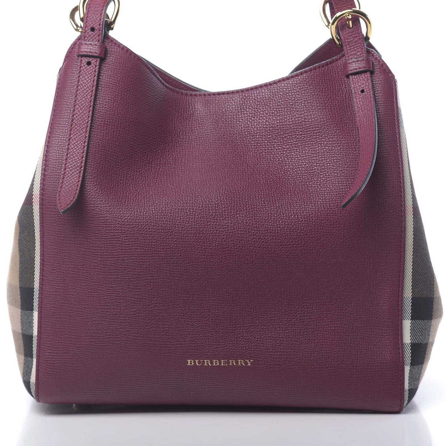 Grainy Calfskin House Check Small Canterbury Tote Berry Pink