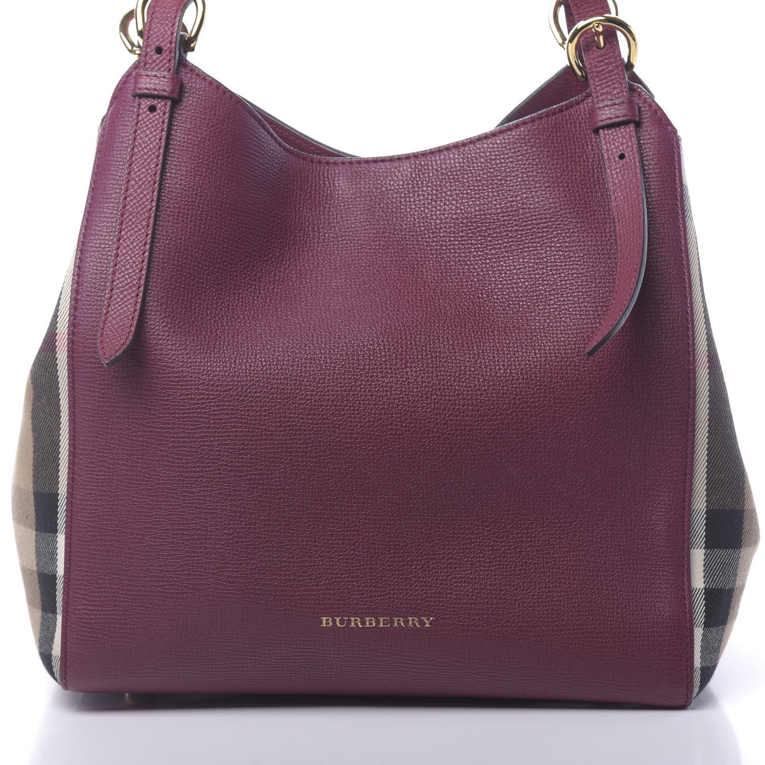 Burberry Grainy Calfskin House Check Small Canterbury Tote Berry Pink 11 of 13