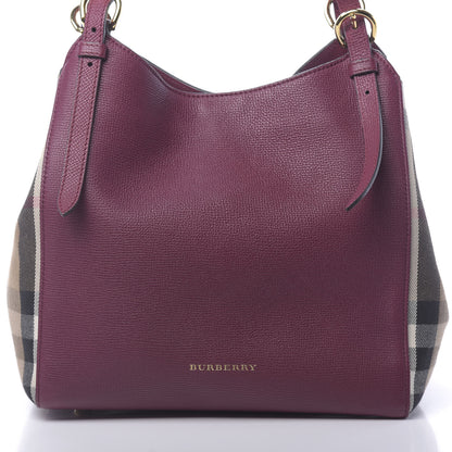 Burberry Grainy Calfskin House Check Small Canterbury Tote Berry Pink 11 of 13