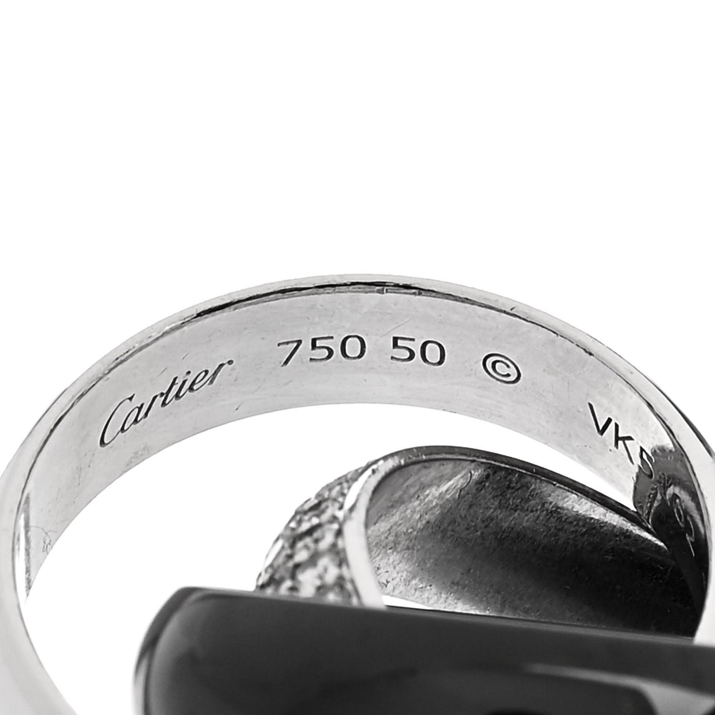 18K White Gold Black Ceramic Diamond Classic Trinity Paved Ring 50 5.5