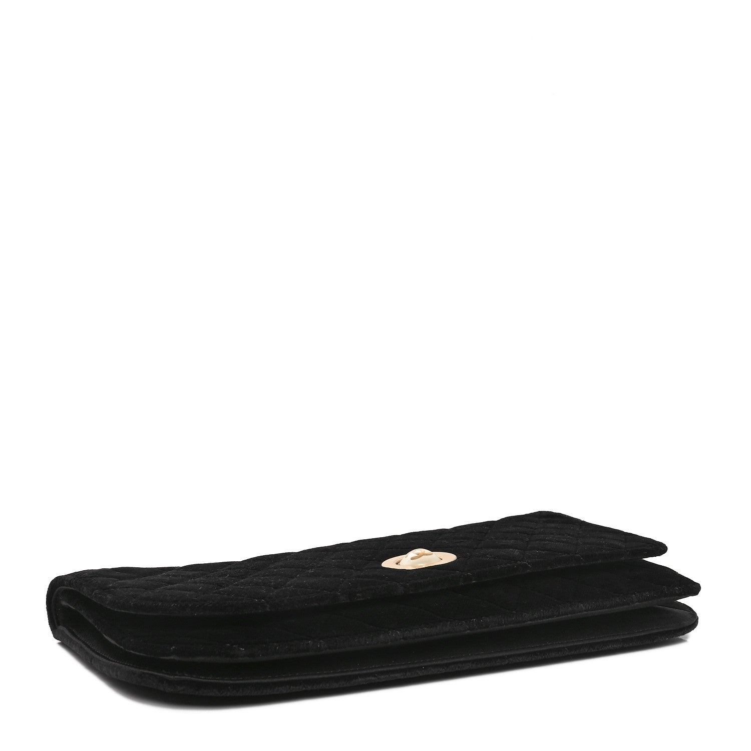Chanel Velvet Quilted CC Pearl Clutch Black 4 of 10