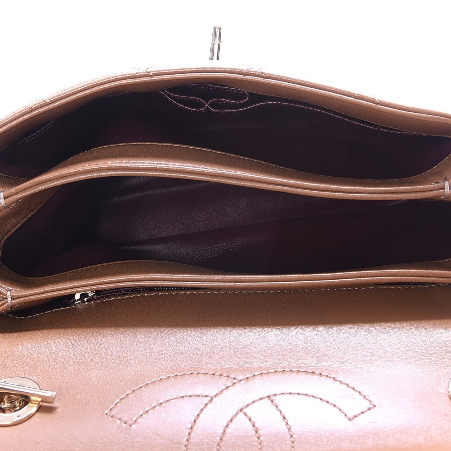 Lambskin Quilted Small Trendy CC Flap Dual Handle Bag Camel