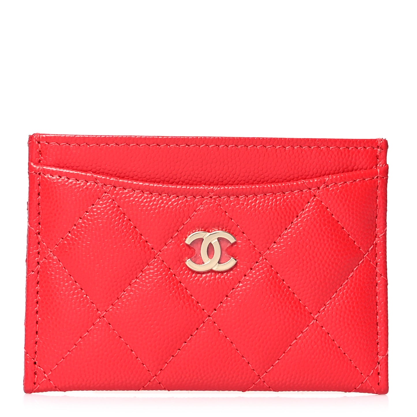 Caviar Quilted Card Holder Red