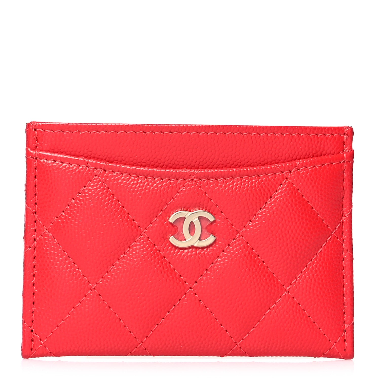 Chanel Caviar Quilted Card Holder Red 1 of 9
