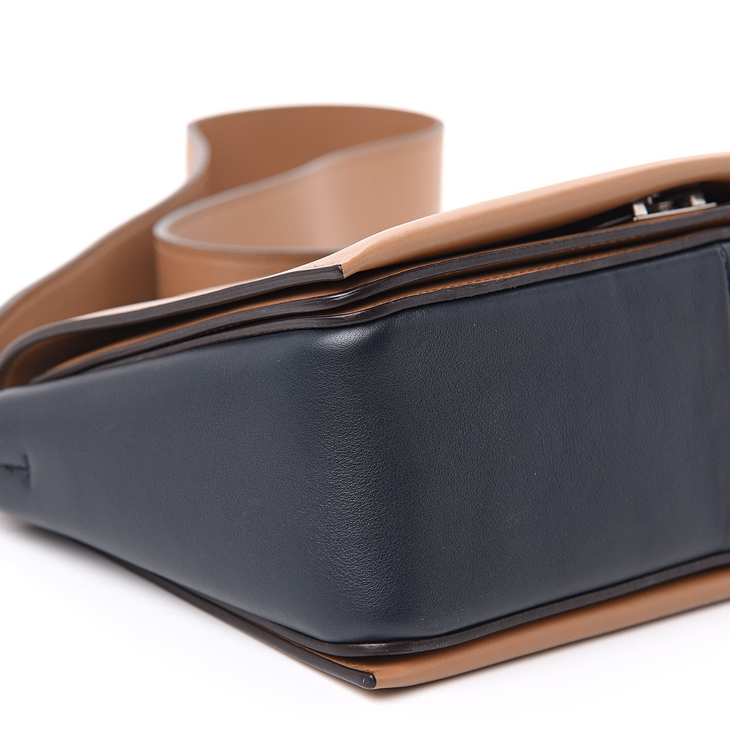 Celine Shiny Smooth Calfskin Medium Frame Shoulder Bag Tan Black 8 of 9