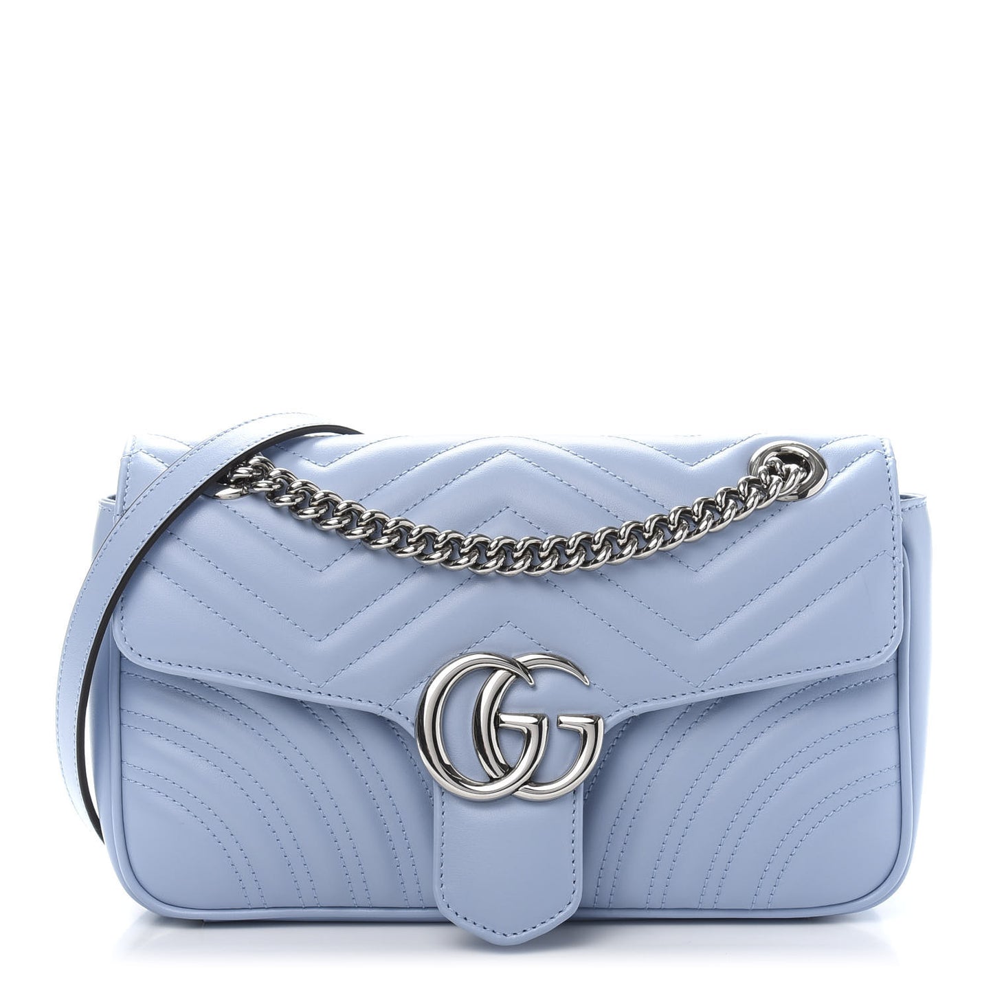 Calfskin Matelasse Small GG Marmont Shoulder Bag Porcelain Light Blue
