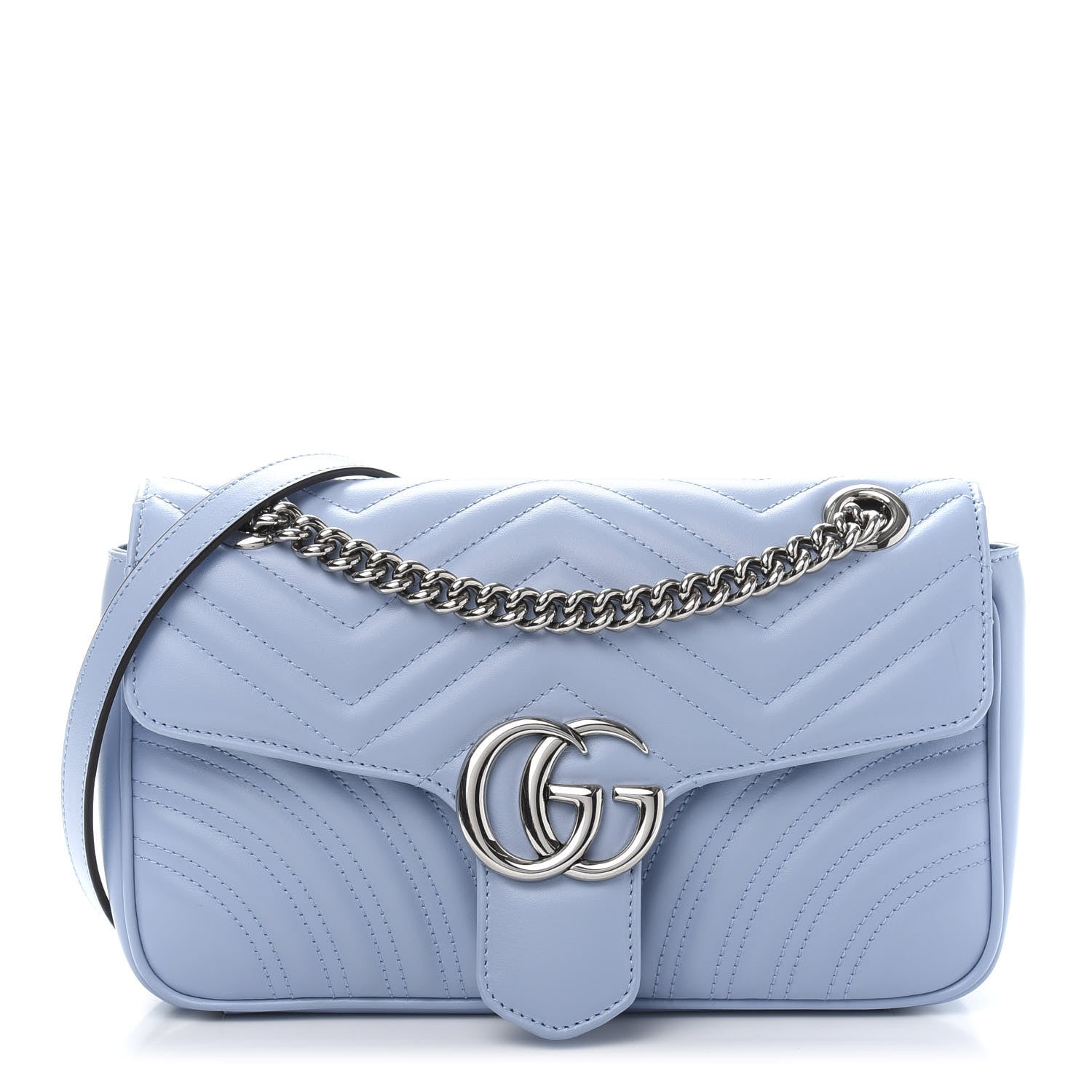 Gucci Calfskin Matelasse Small GG Marmont Shoulder Bag Porcelain Light Blue 1 of 11