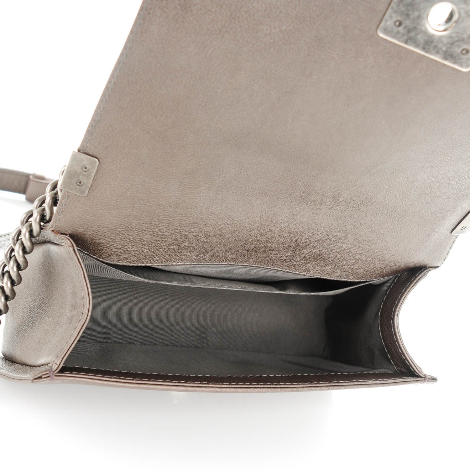 Chanel Metallic Calfskin Quilted Medium Boy Flap Dark Silver 5 of 8