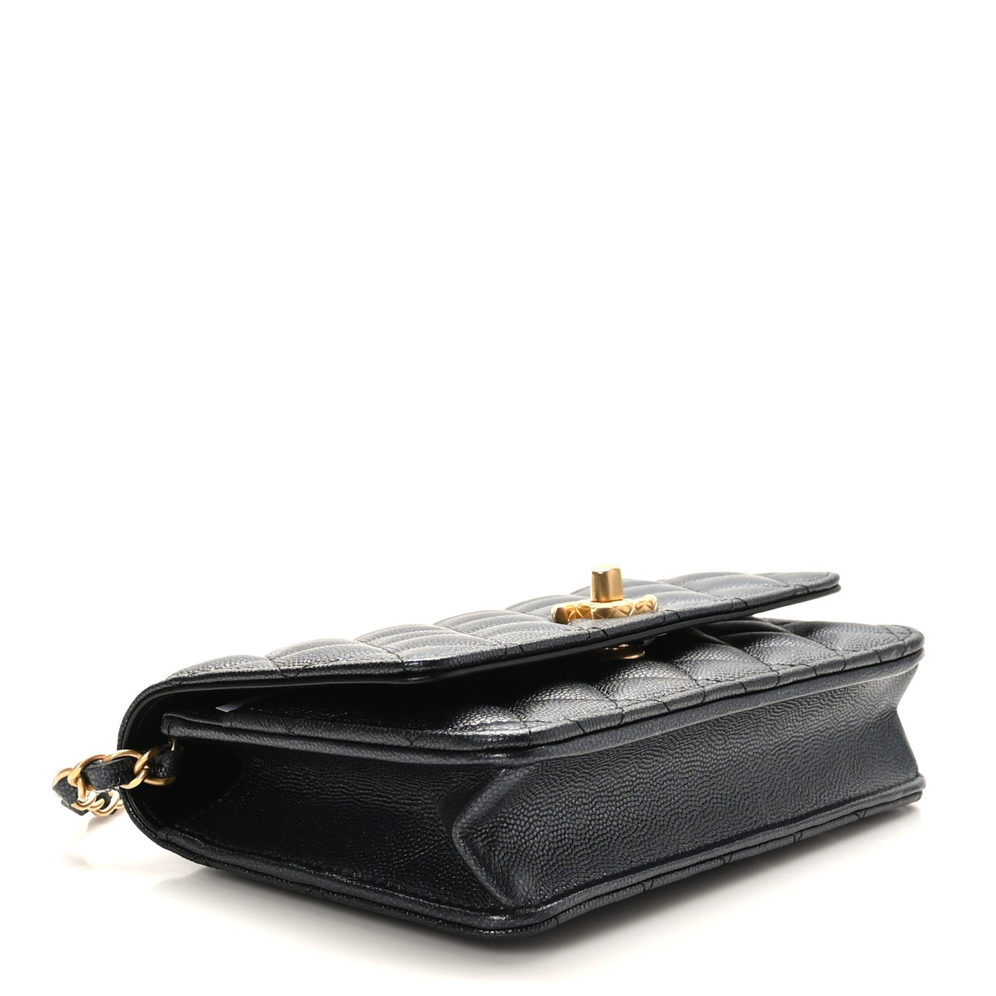 Pearly Caviar Quilted Fit For You Wallet On Chain WOC Black