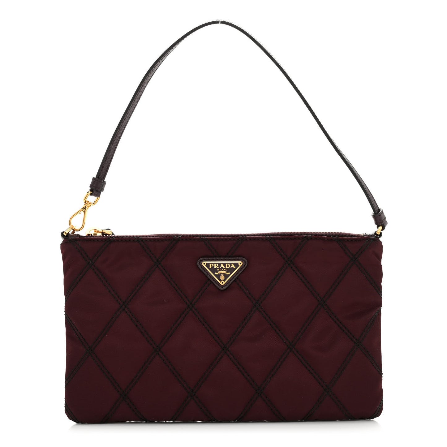 Tessuto Nylon Quilted Pochette Bag Granato