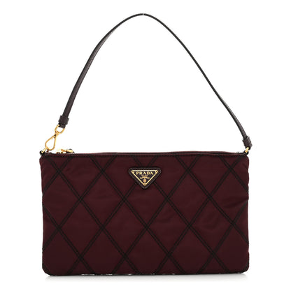 Prada Tessuto Nylon Quilted Pochette Bag Granato 1 of 9