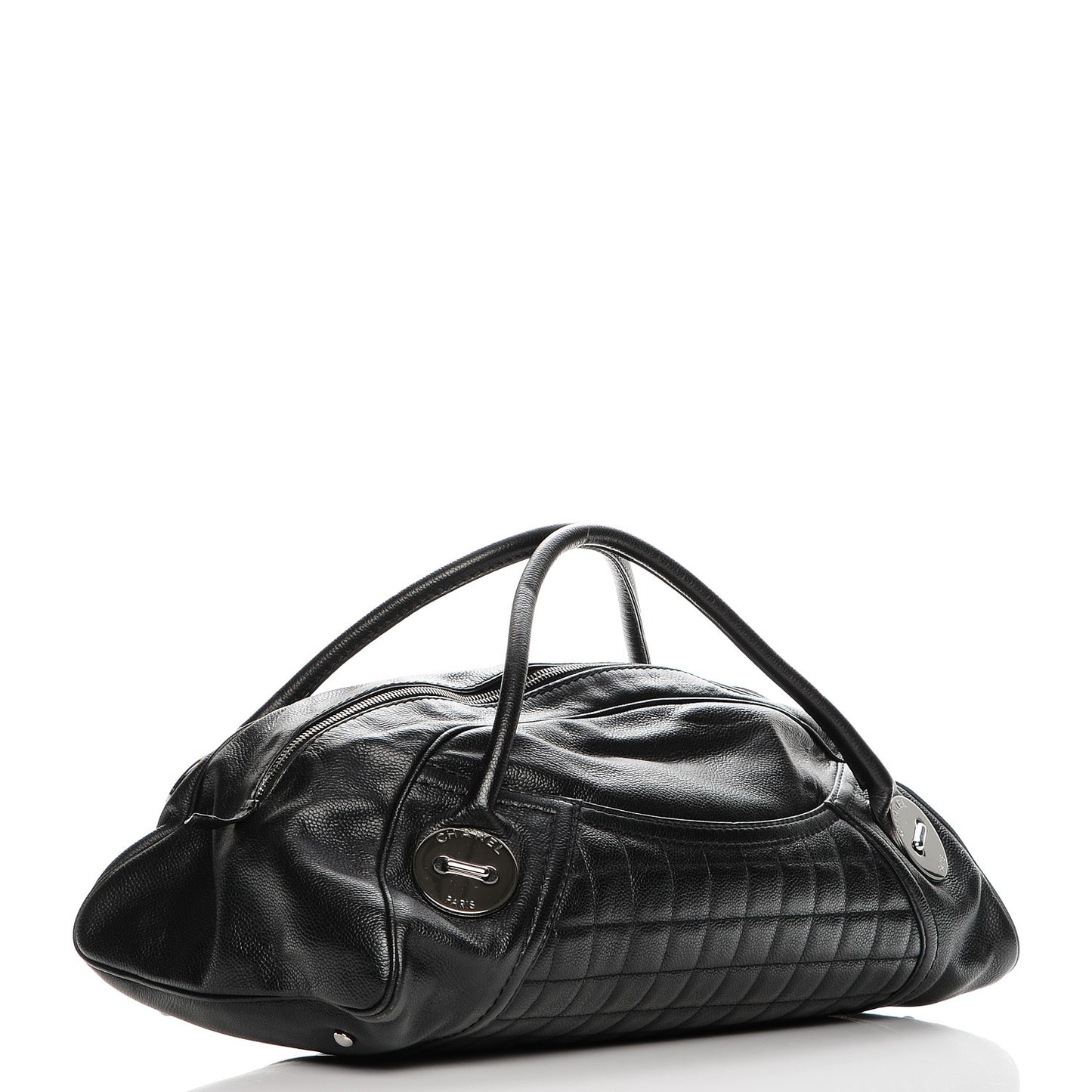Caviar Square Quilted Dome Satchel Black