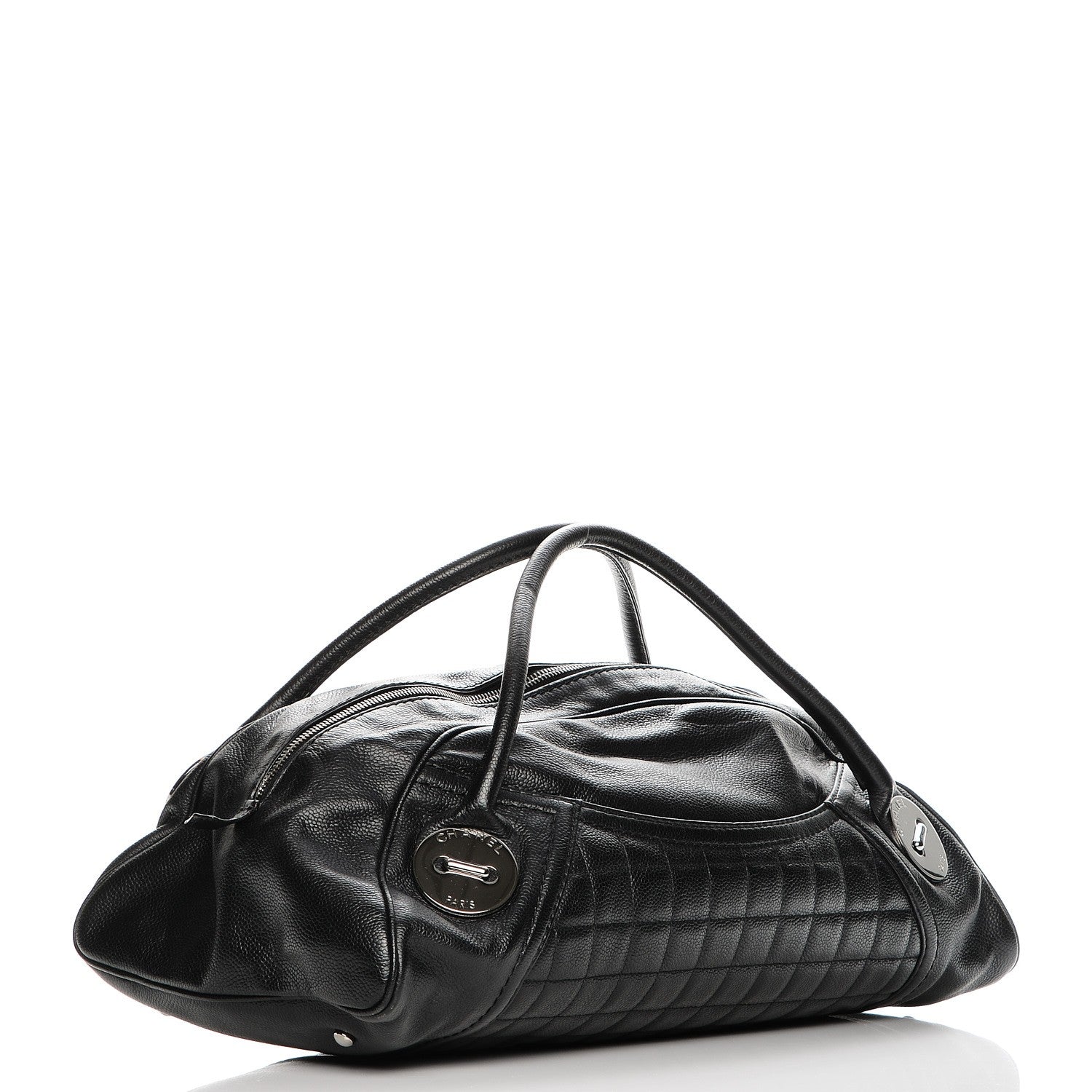 Chanel Caviar Square Quilted Dome Satchel Black 3 of 7