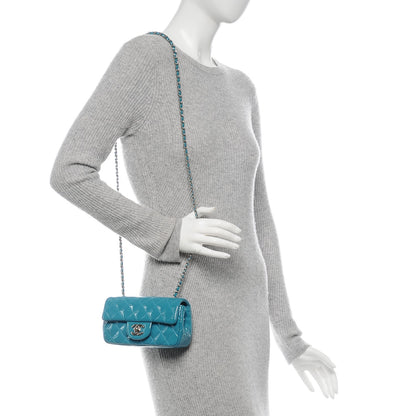 Chanel Patent Quilted Extra Mini Flap Blue 2 of 7