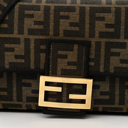 Fendi Fabric Jacquard FF 1974 Medium Baguette Tobacco Moro Black 7 of 9