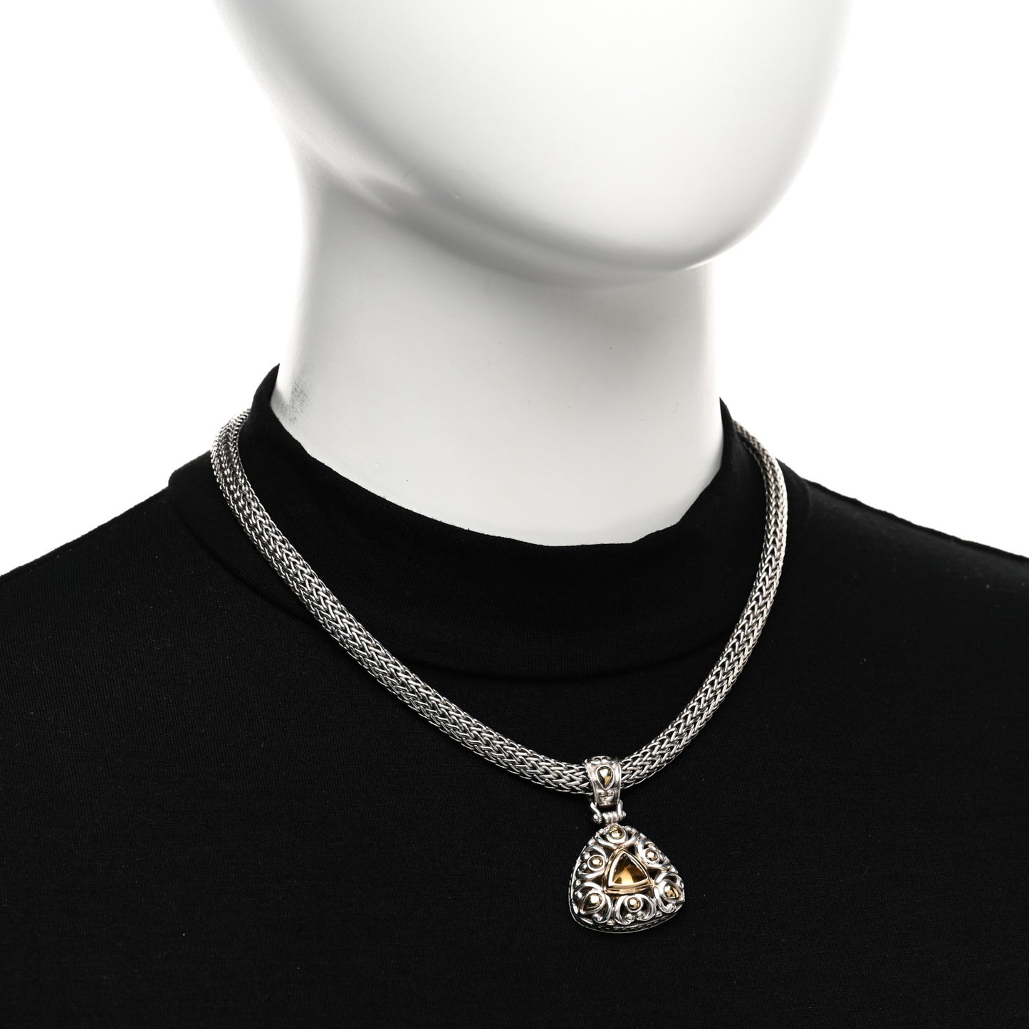 Sterling Silver 18K Yellow Gold Citrine Batu Sari Pendant Necklace