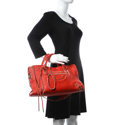 Balenciaga Supple Grained Calfskin Classic Silver Hardware Highlight City Rouge Fraise 2 of 10