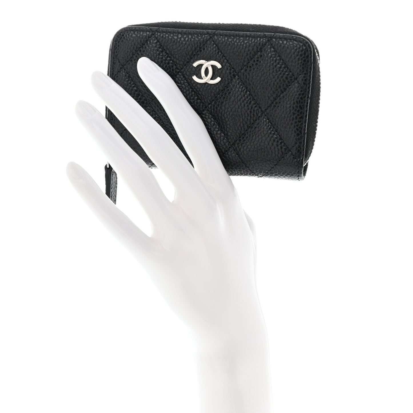 Caviar Quilted Classic Zipped Coin Purse Black