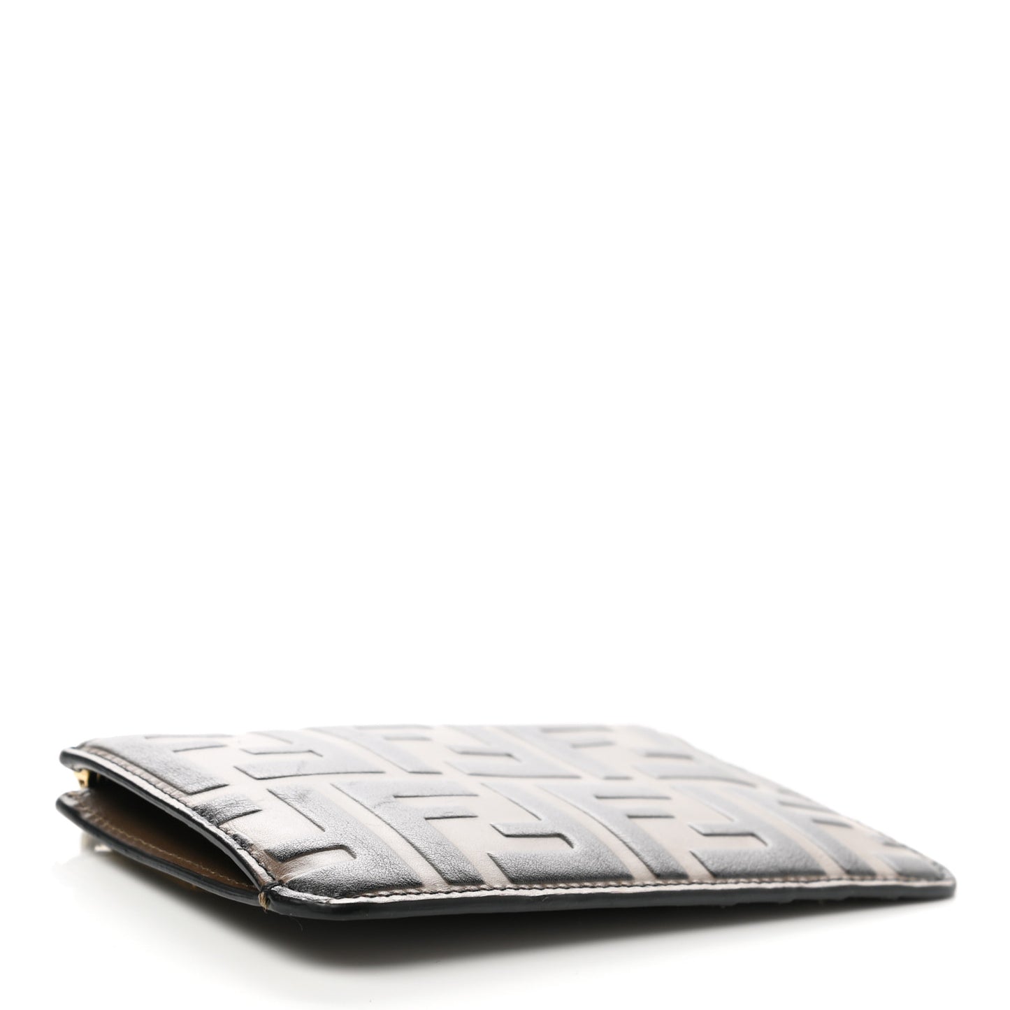 Vitello Soft F is Fendi Bi-Color FF 1974 Embossed Key Case Pouch Maya Black