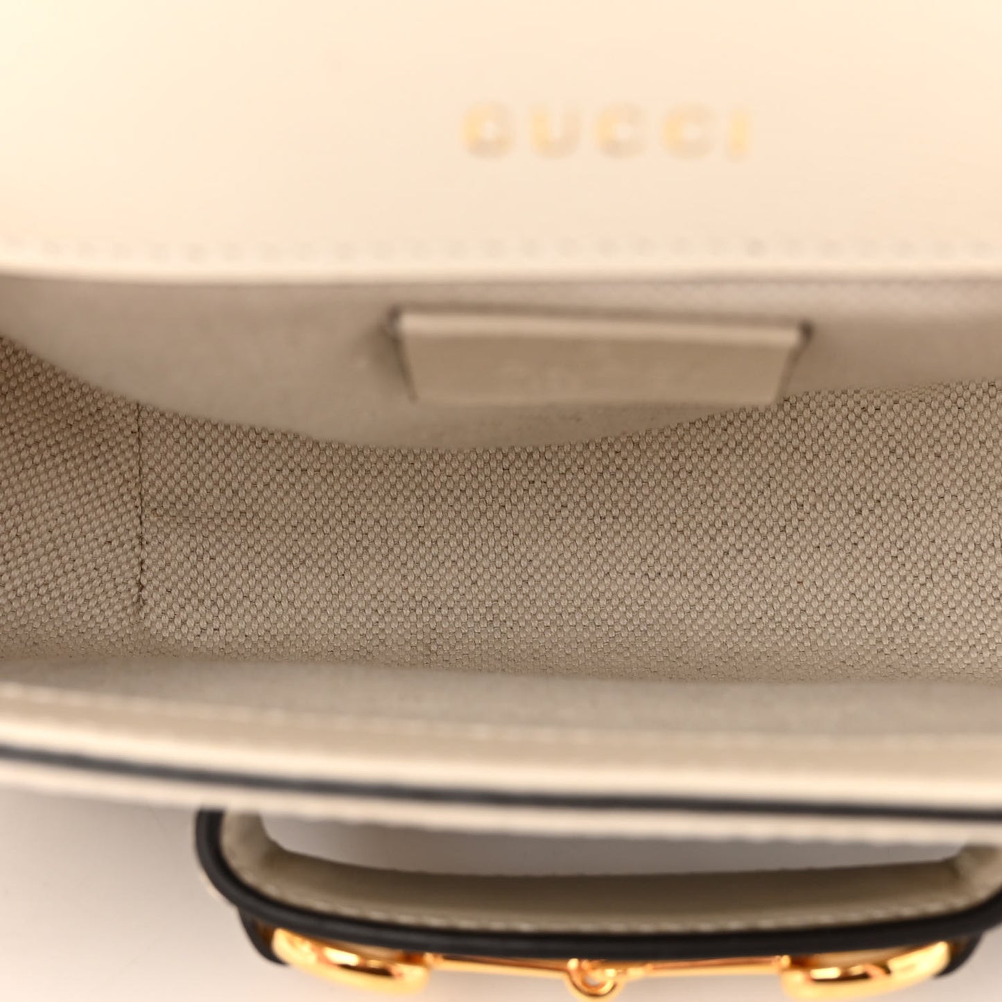 GG Supreme Monogram Web Mini Horsebit 1955 Shoulder Bag Beige Mystic White