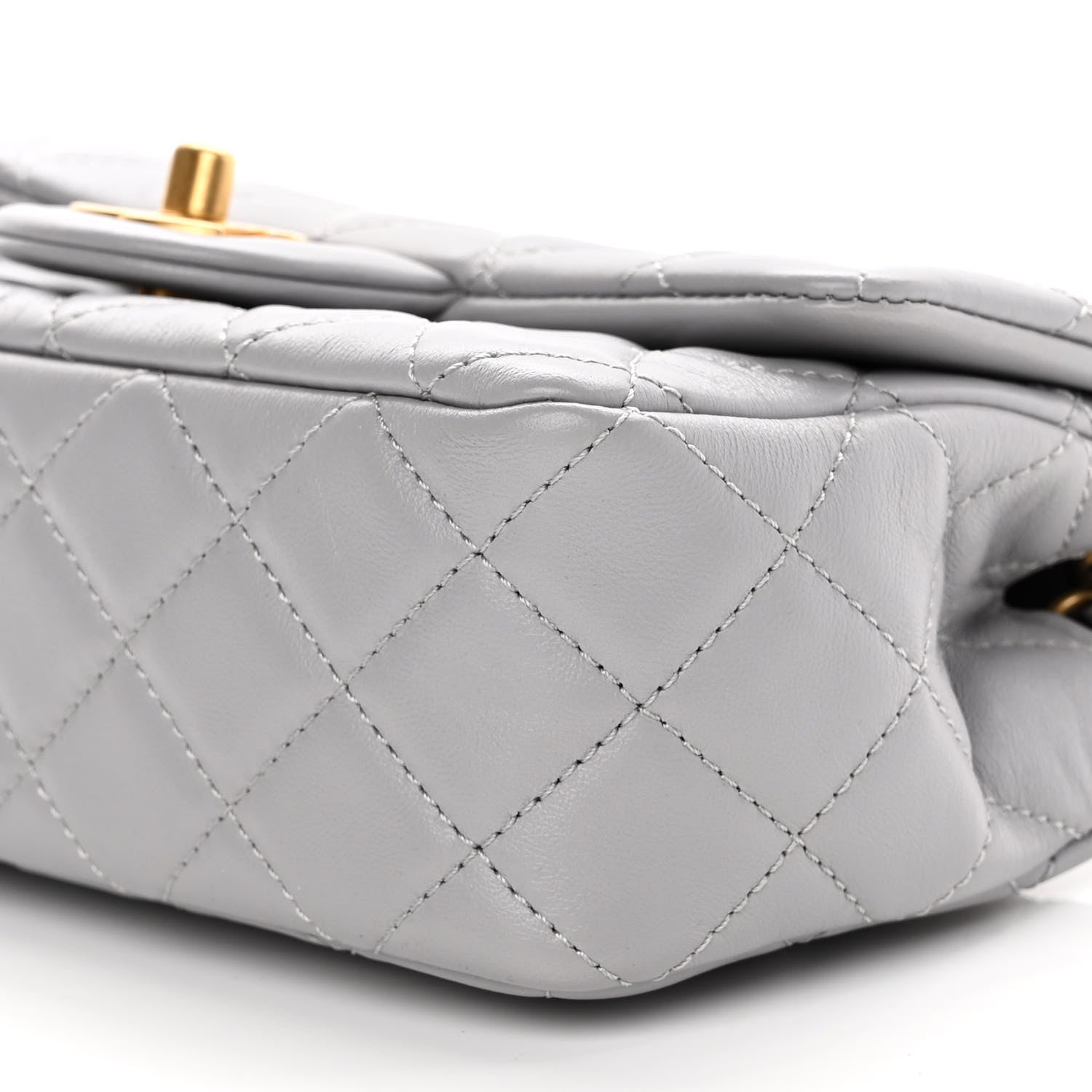 Chanel Lambskin Quilted Mini Rectangular Pearl Crush Flap Grey 10 of 12
