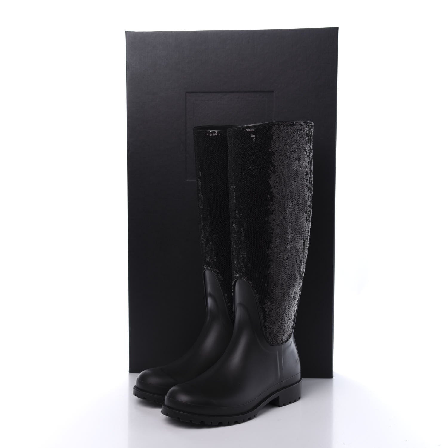 Saint Laurent Rubber Sequin Rain Boots 36 Black 10 of 10