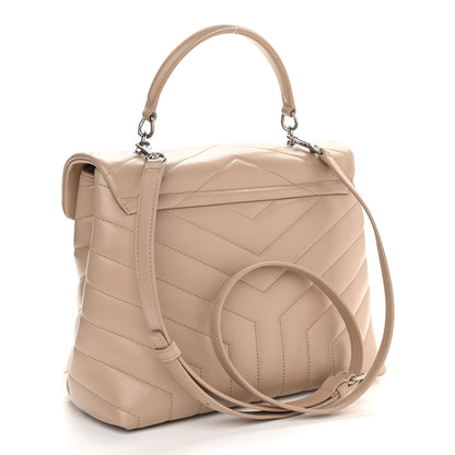 Saint Laurent Calfskin Y Quilted Monogram Medium Loulou Satchel Dark Beige 3 of 12