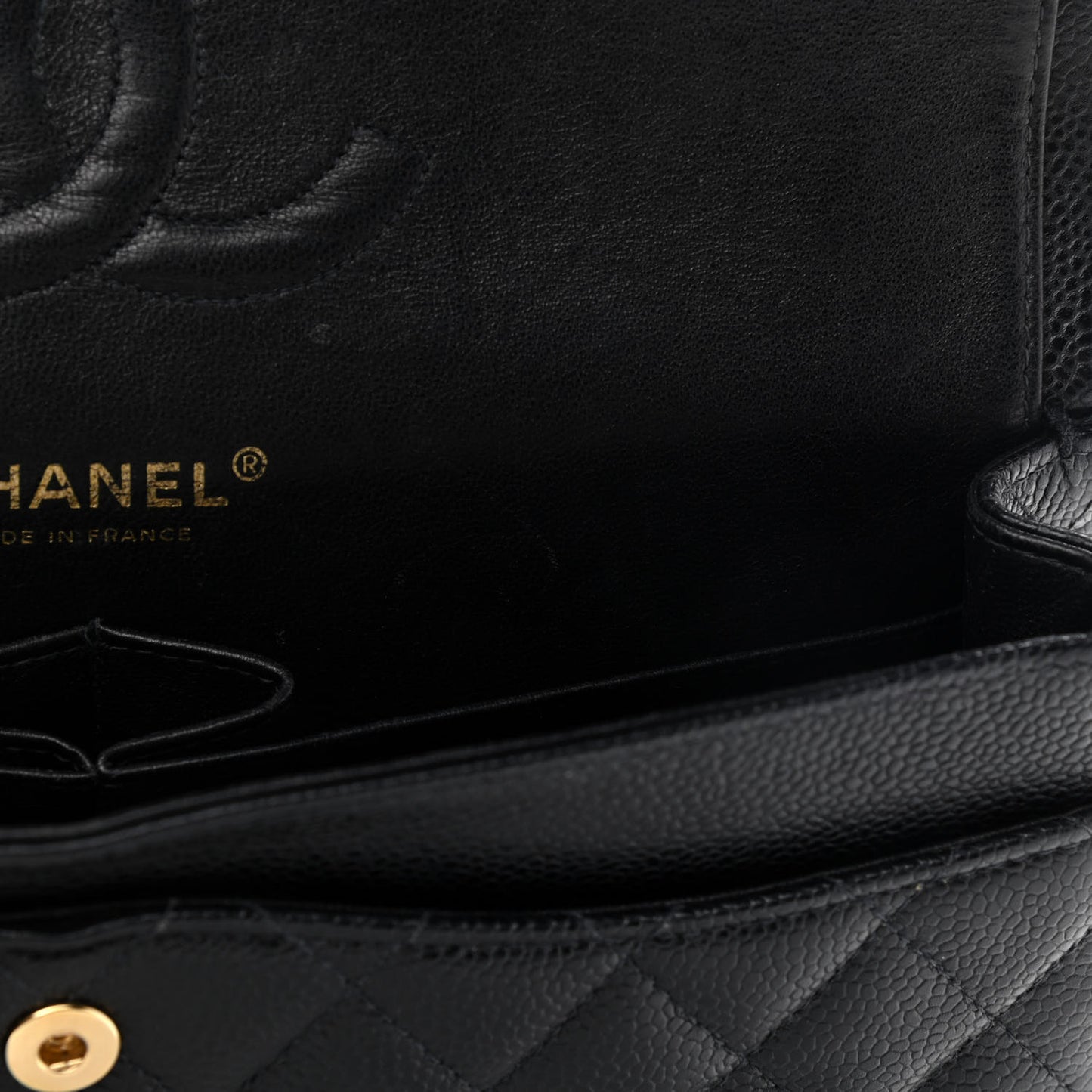 Caviar Quilted Medium Double Flap Black