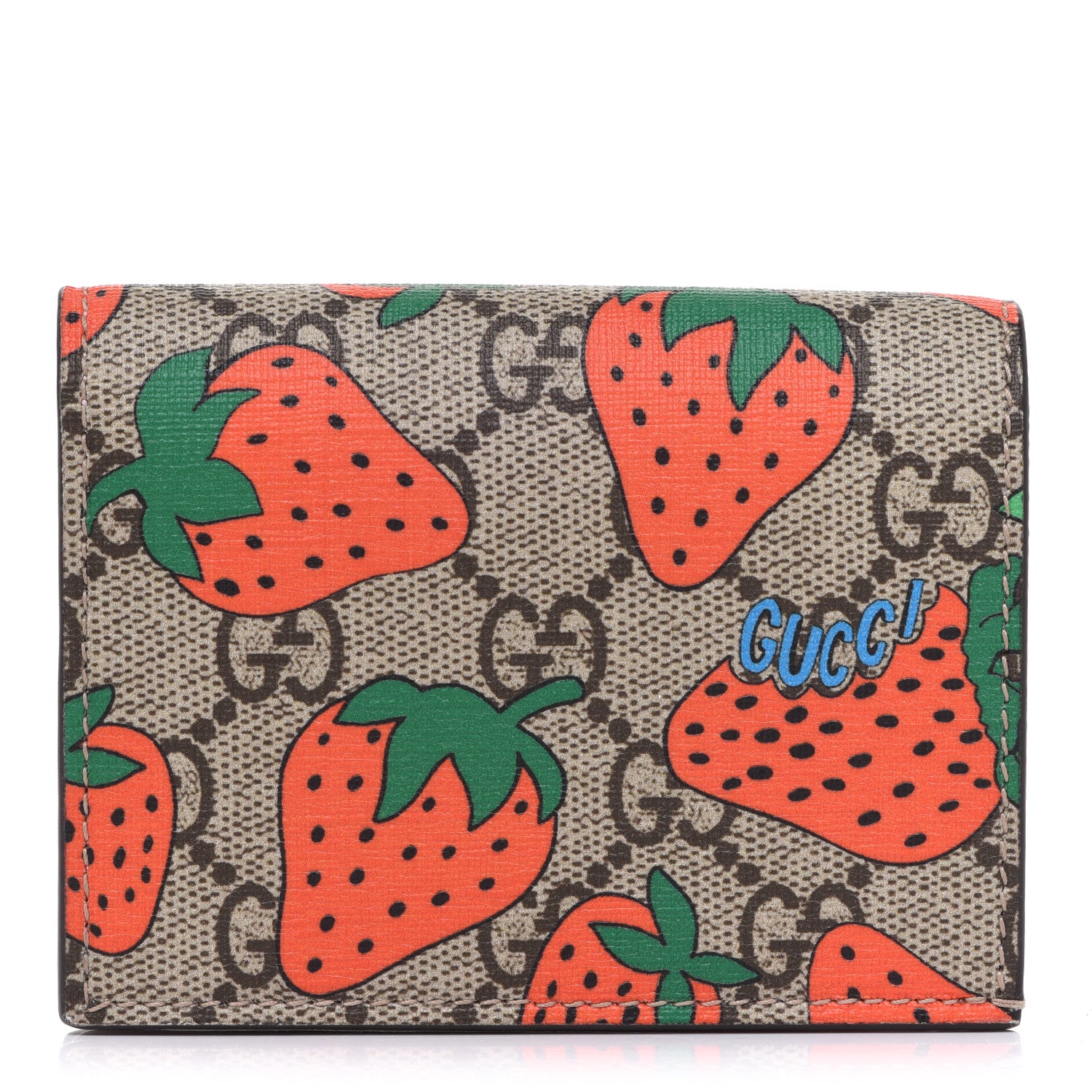 Gucci GG Supreme Monogram Strawberry Card Case 1 of 8