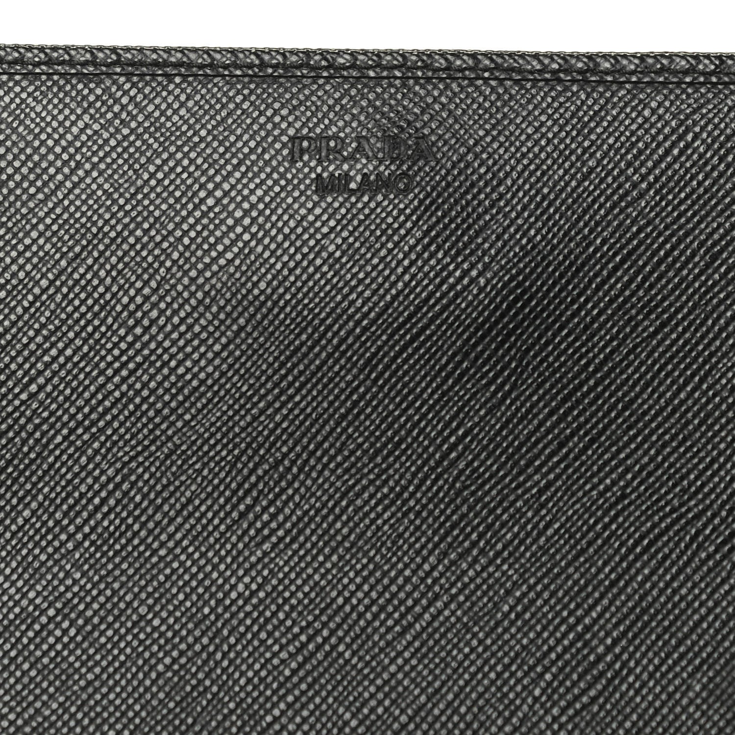 Prada Saffiano Metal Oro Chain Wallet Black 6 of 9