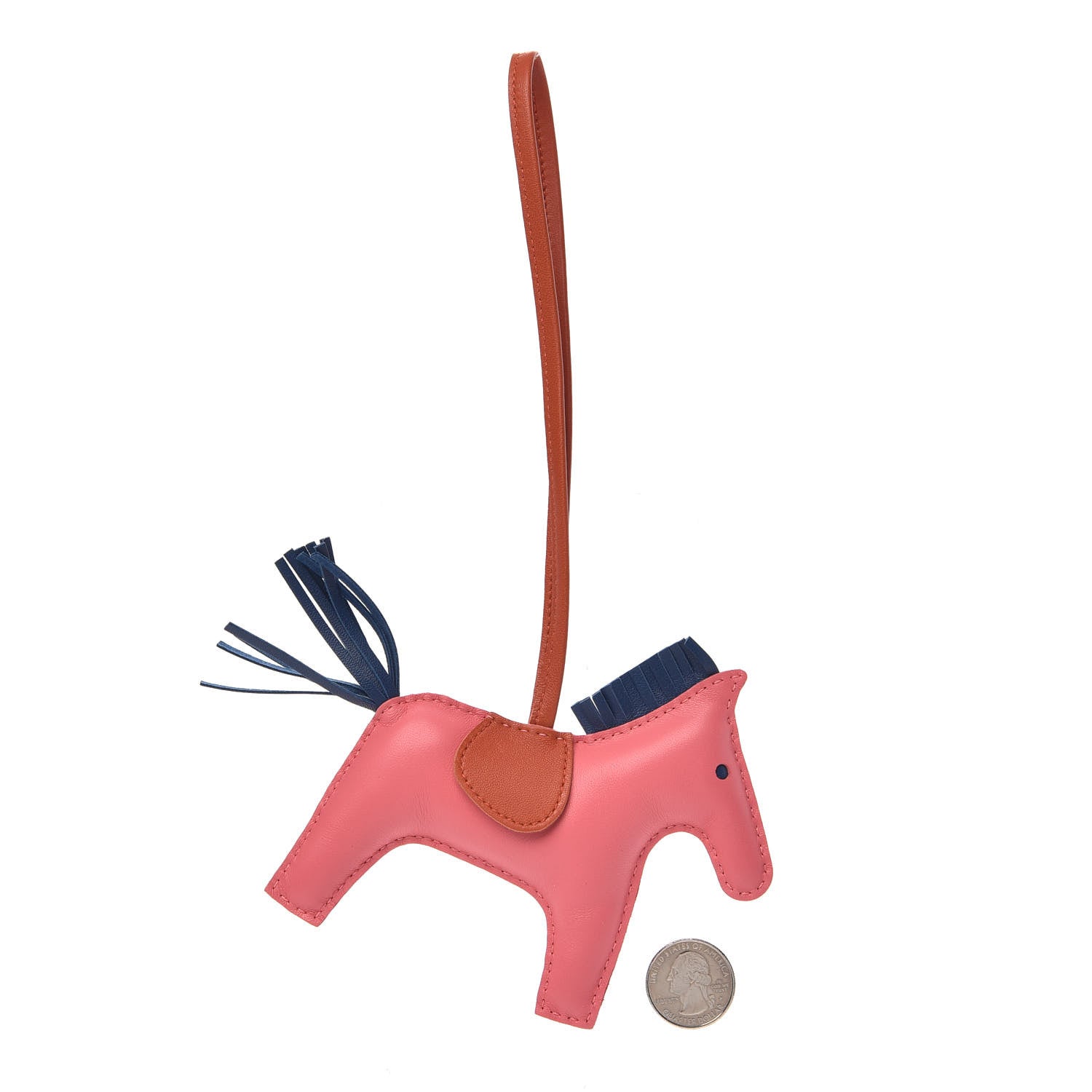 Hermes Milo Lambskin Grigri Rodeo Horse Bag Charm GM Rose Azalee Cornaline Bleu De Malte 2 of 5