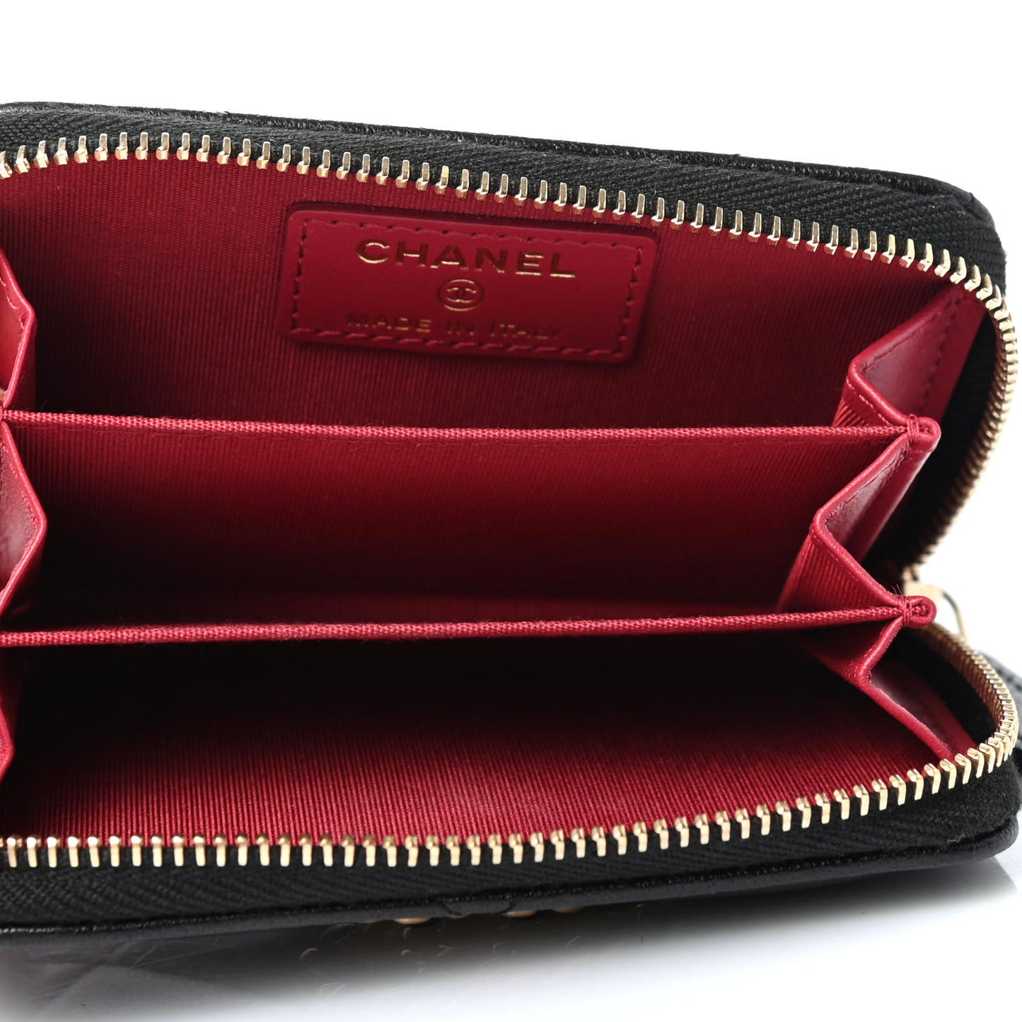 Goatskin Quilted Chanel 19 Zip Around Coin Purse Wallet Black