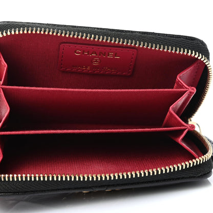 Chanel Goatskin Quilted Chanel 19 Zip Around Coin Purse Wallet Black 4 of 4
