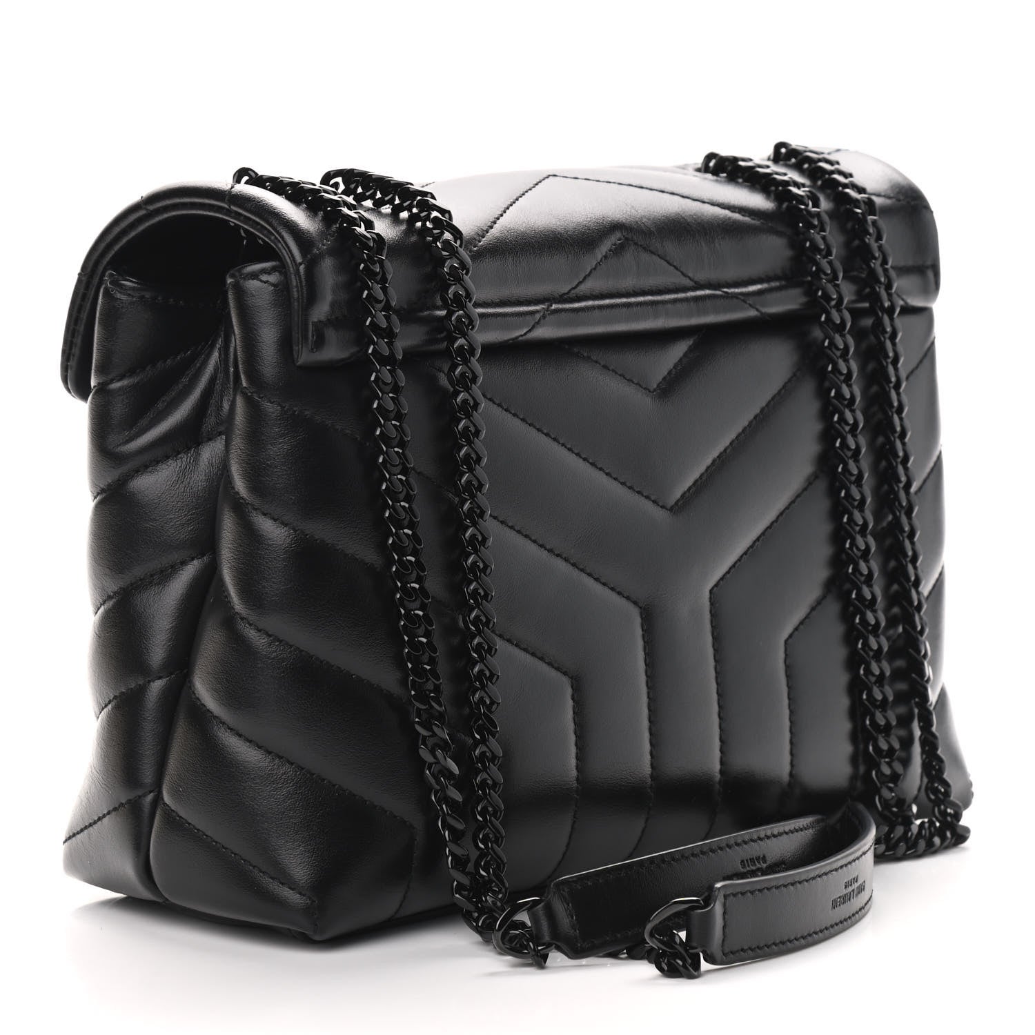 Saint Laurent Calfskin Y Quilted Monogram Small Loulou Chain Satchel Black 3 of 9