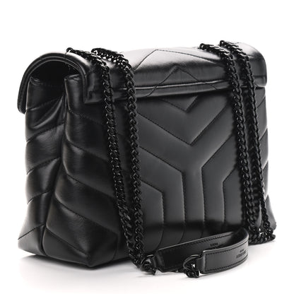 Saint Laurent Calfskin Y Quilted Monogram Small Loulou Chain Satchel Black 3 of 9