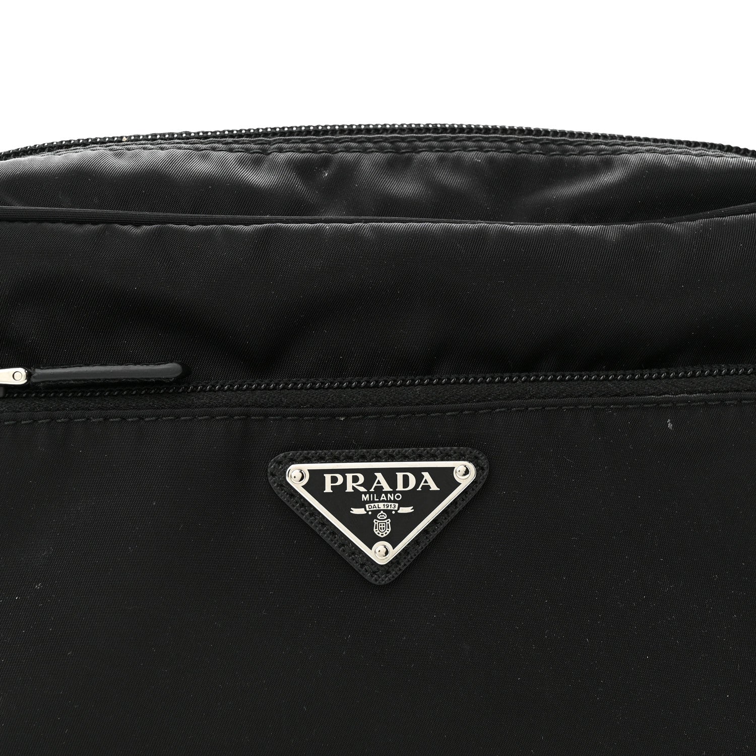 Prada Re-Nylon Vela Saffiano Pocket Double Zip Shoulder Bag Black 7 of 10