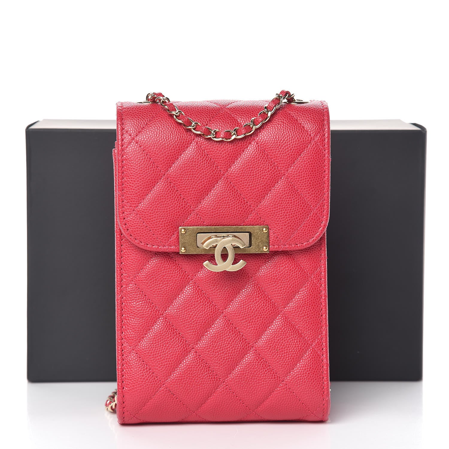 Chanel Caviar Quilted Golden Class Phone Holder Fuchsia 12 of 12