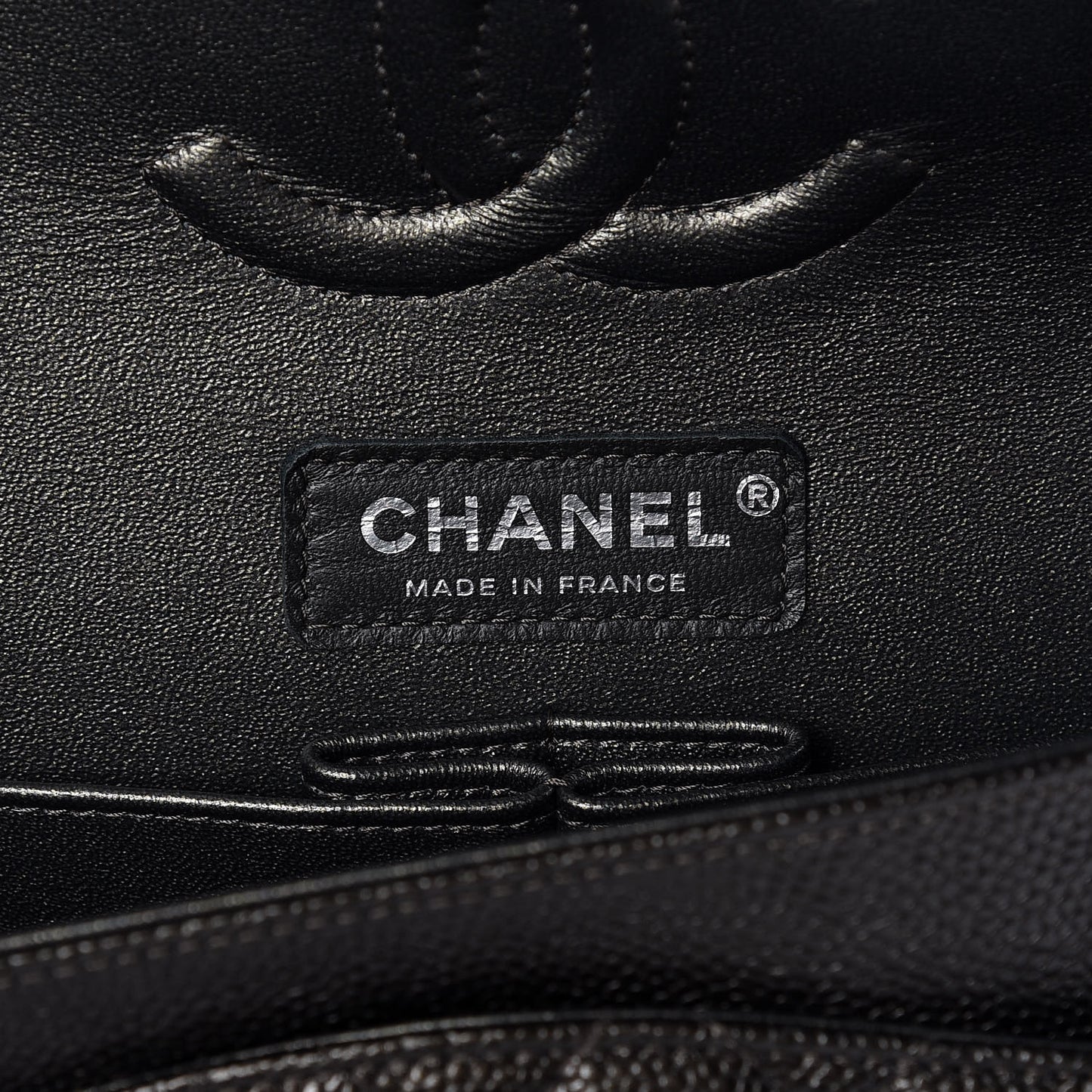 Metallic Caviar Quilted Medium Double Flap Dark Charcoal