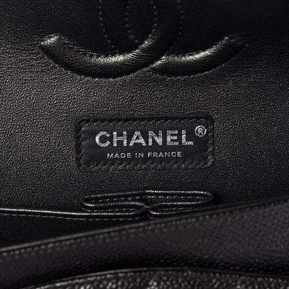 Chanel Metallic Caviar Quilted Medium Double Flap Dark Charcoal 6 of 8